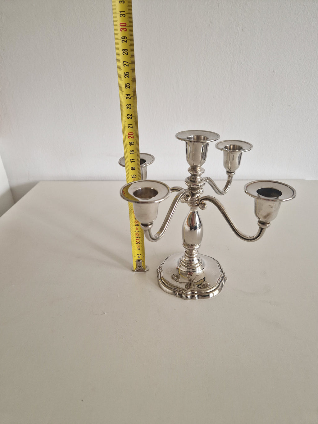 Versilberter Vintage-Fünf-Arm-Kerzenständer mit flexiblen Armen