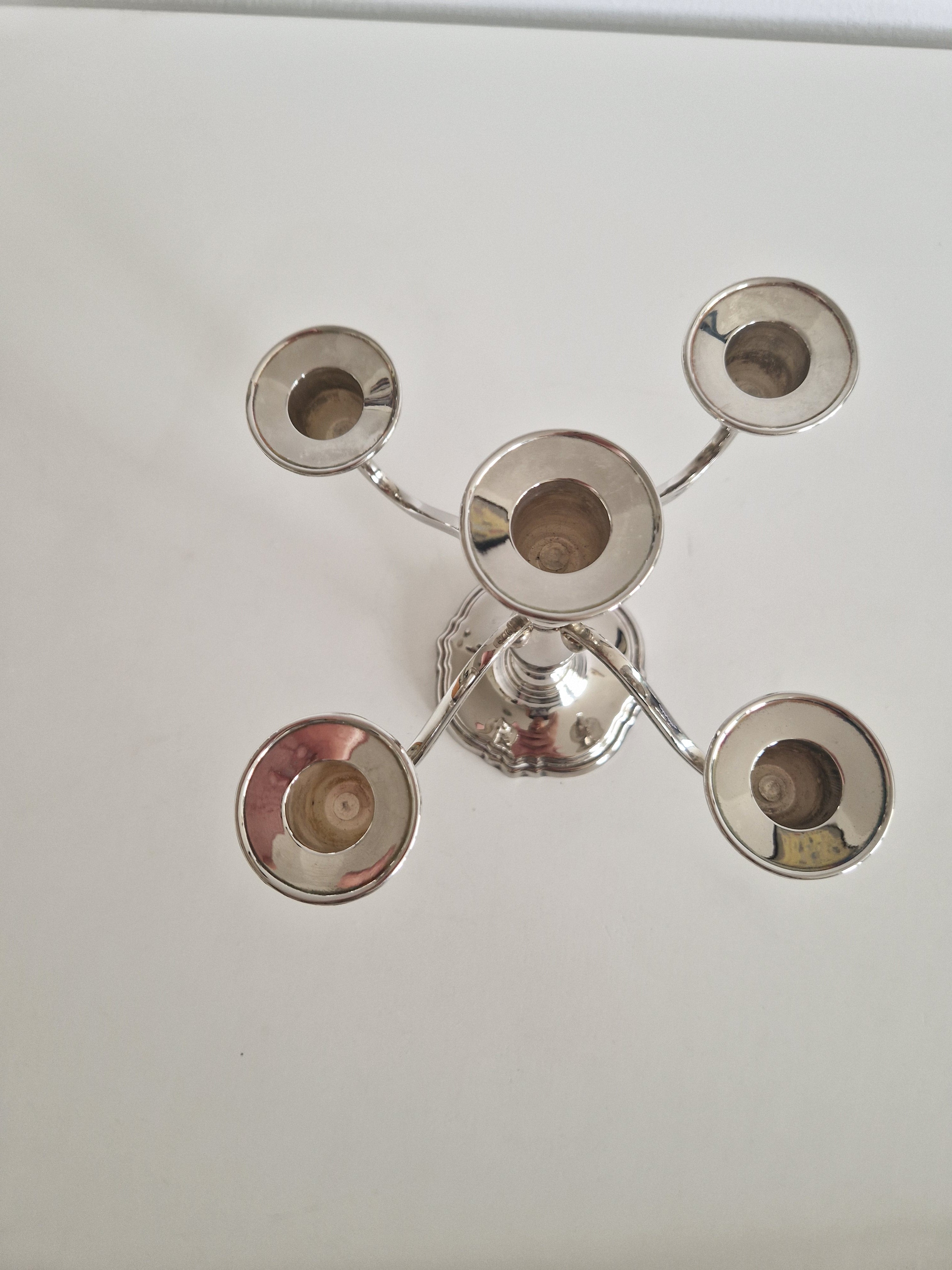 Versilberter Vintage-Fünf-Arm-Kerzenständer mit flexiblen Armen