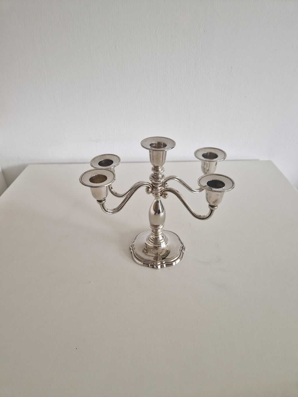 Versilberter Vintage-Fünf-Arm-Kerzenständer mit flexiblen Armen
