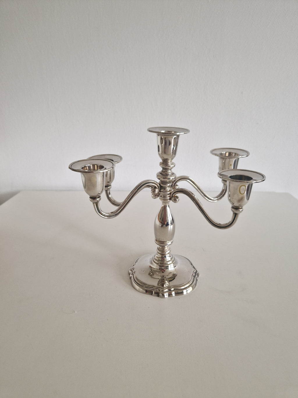 Versilberter Vintage-Fünf-Arm-Kerzenständer mit flexiblen Armen