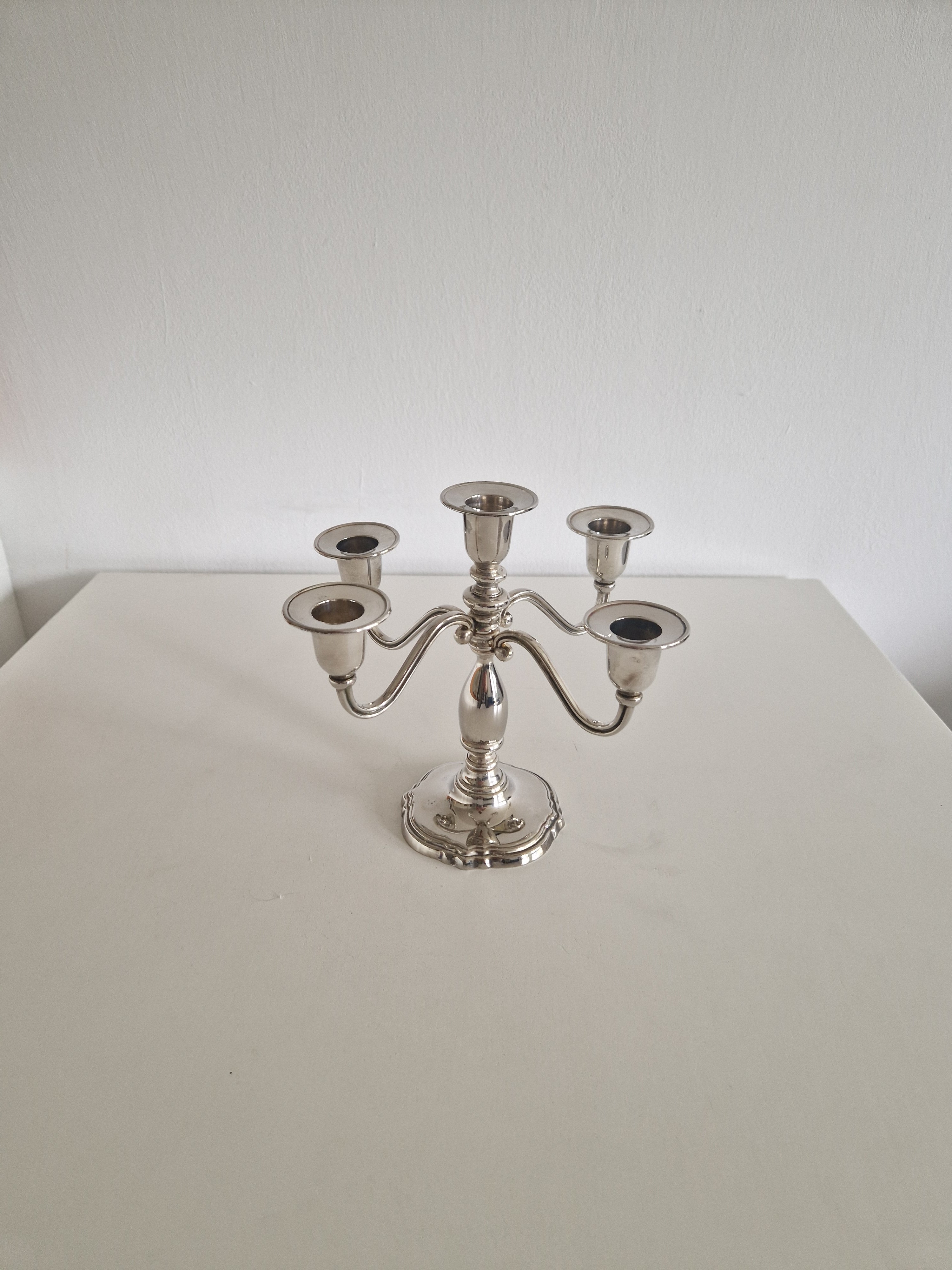 Versilberter Vintage-Fünf-Arm-Kerzenständer mit flexiblen Armen