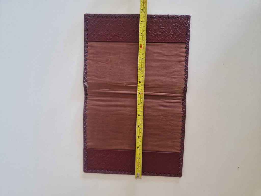 Vintage Leather Book Cover: Hand-Stitched Burgundy Rialto Bridge Design for Timeless Elegance