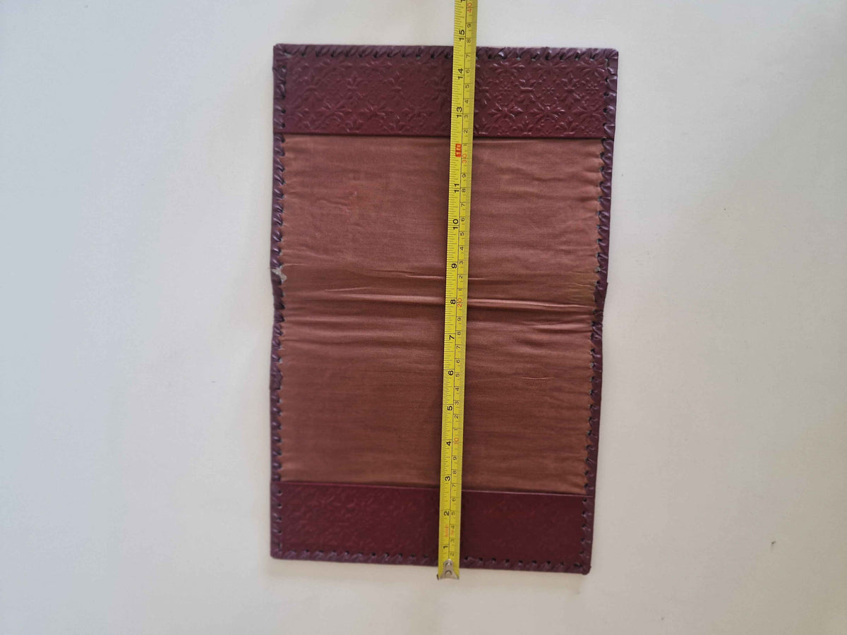 Vintage Leather Book Cover: Hand-Stitched Burgundy Rialto Bridge Design for Timeless Elegance