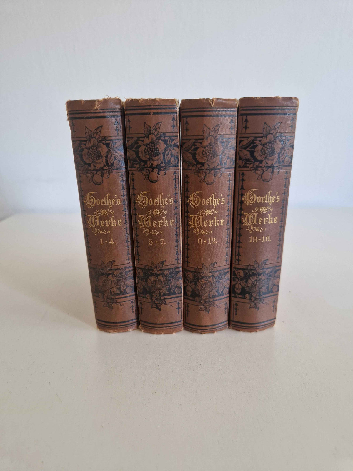 Antique German Book Set Goethe – Complete 16 Volumes in 19th Century Art Nouveau