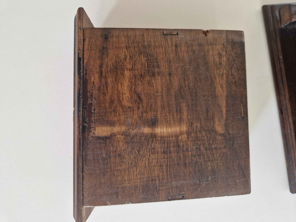 Antique Victorian Desk Bell with Drawer Brass Bell Carved Oak Plinth Butler's Table Bell 10cm