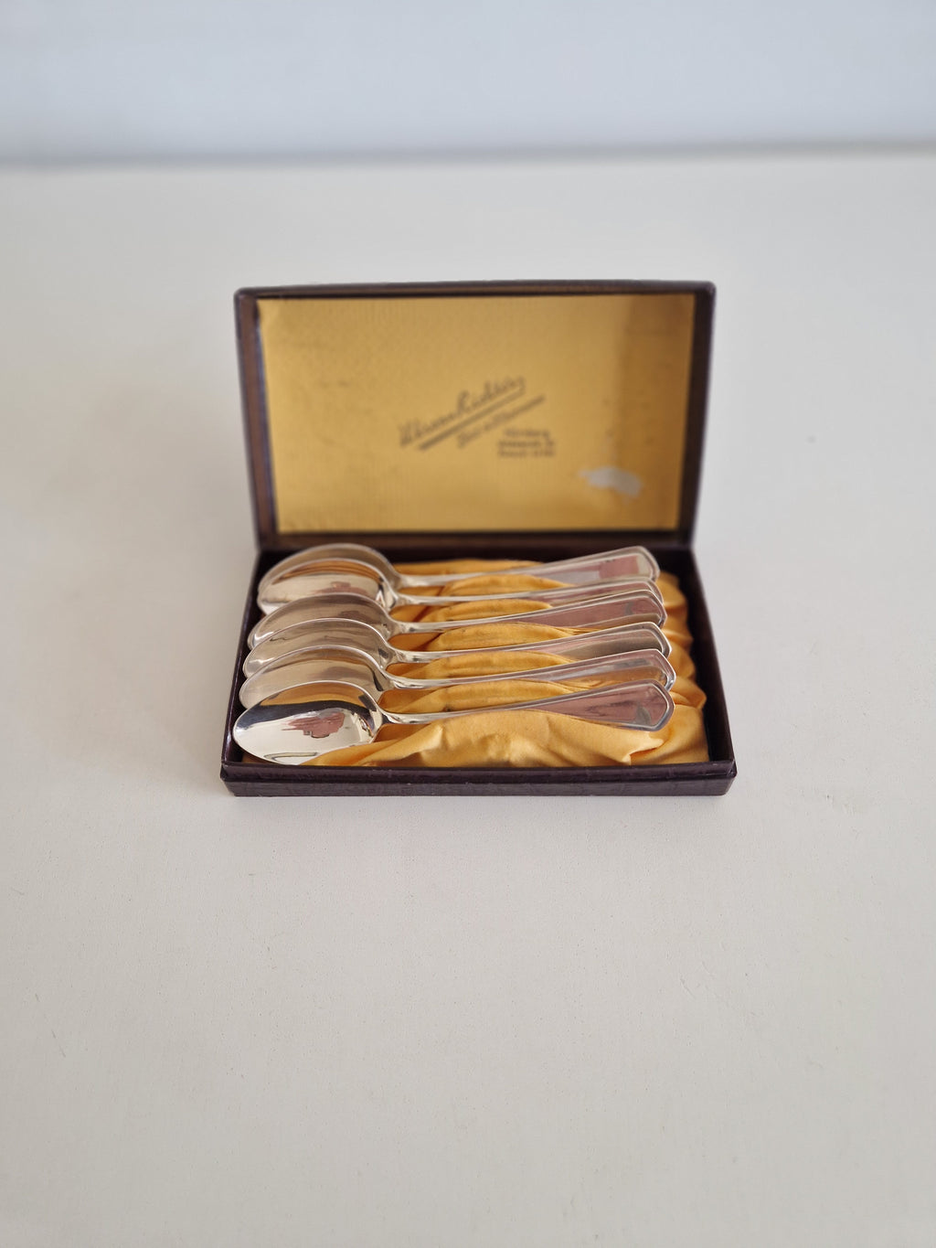 Set of 6 Vintage Silver-Plated Teaspoons in Original Box – Uhren Richter Nürnberg - WhisperTreasuresCo