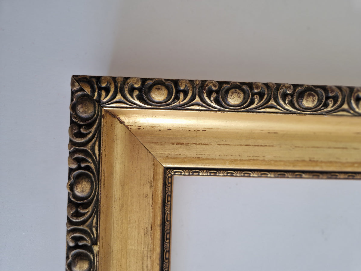 Vintage Ornate Gold Wooden Picture Frame 36×47 cm – Wide Moulding, No Glass - WhisperTreasuresCo
