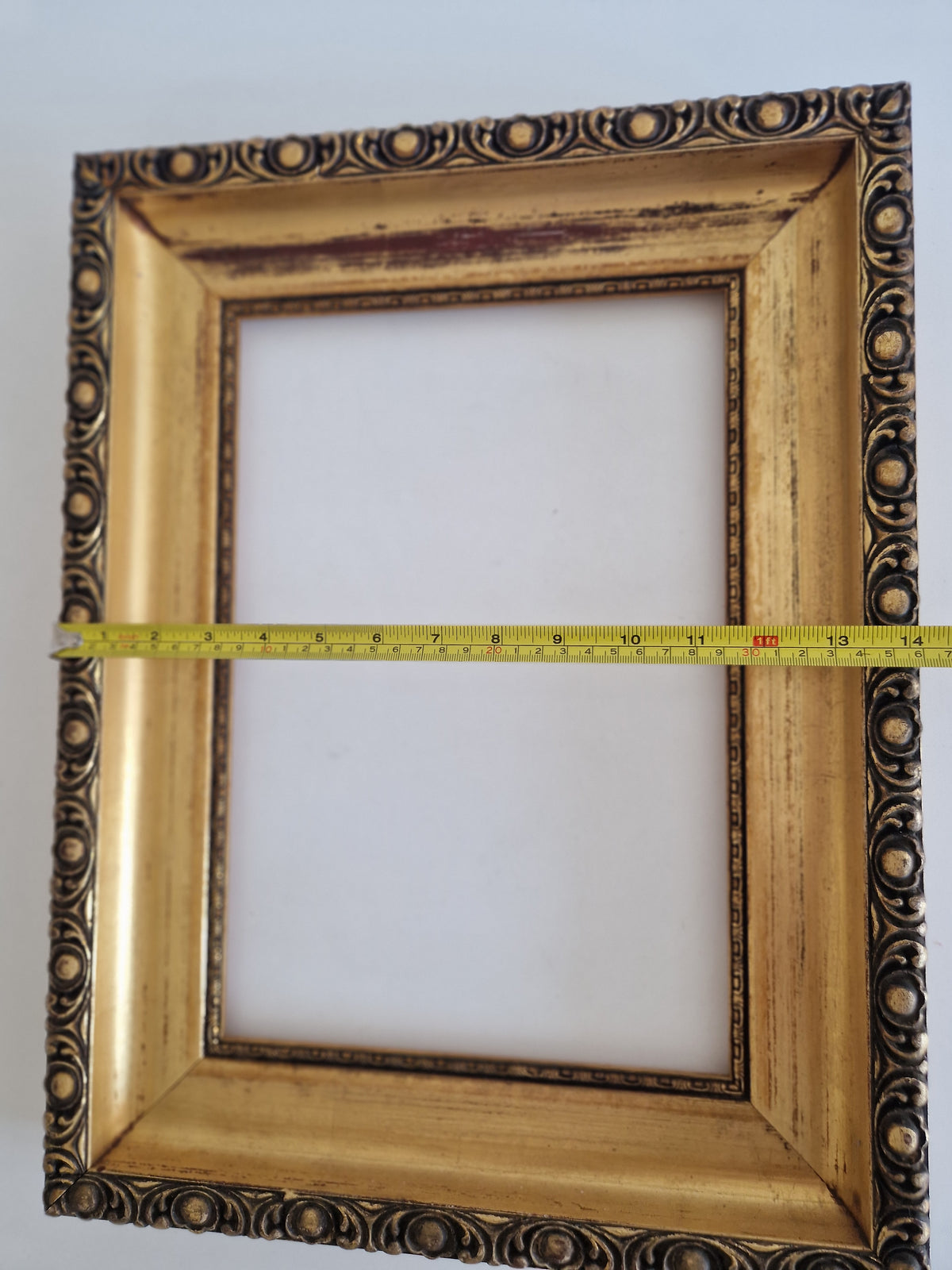 Vintage Ornate Gold Wooden Picture Frame 36×47 cm – Wide Moulding, No Glass - WhisperTreasuresCo