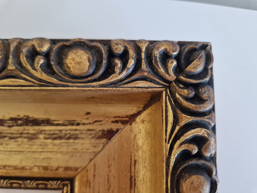Vintage Ornate Gold Wooden Picture Frame 36×47 cm – Wide Moulding, No Glass - WhisperTreasuresCo