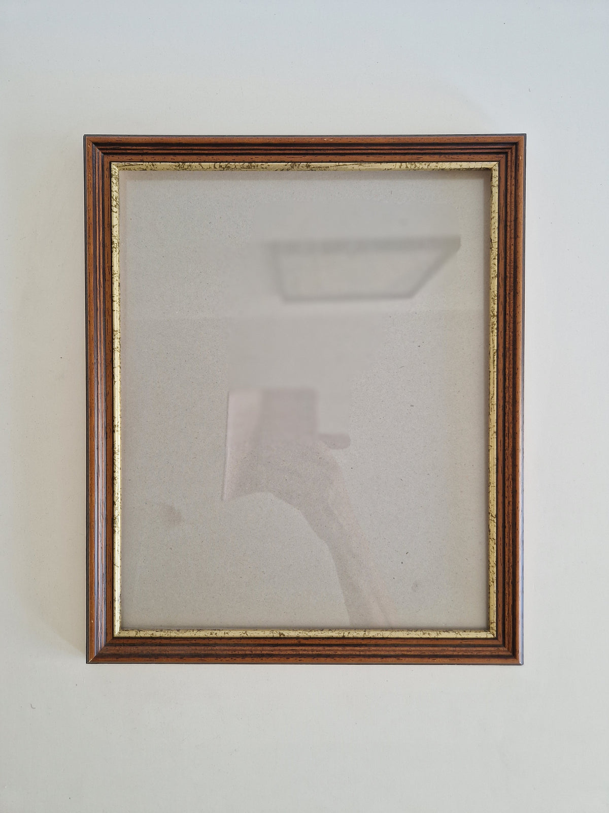 Vintage Striped Wood Veneer Picture Frame 30.5×37 cm with Glass – Portrait, Wall - WhisperTreasuresCo