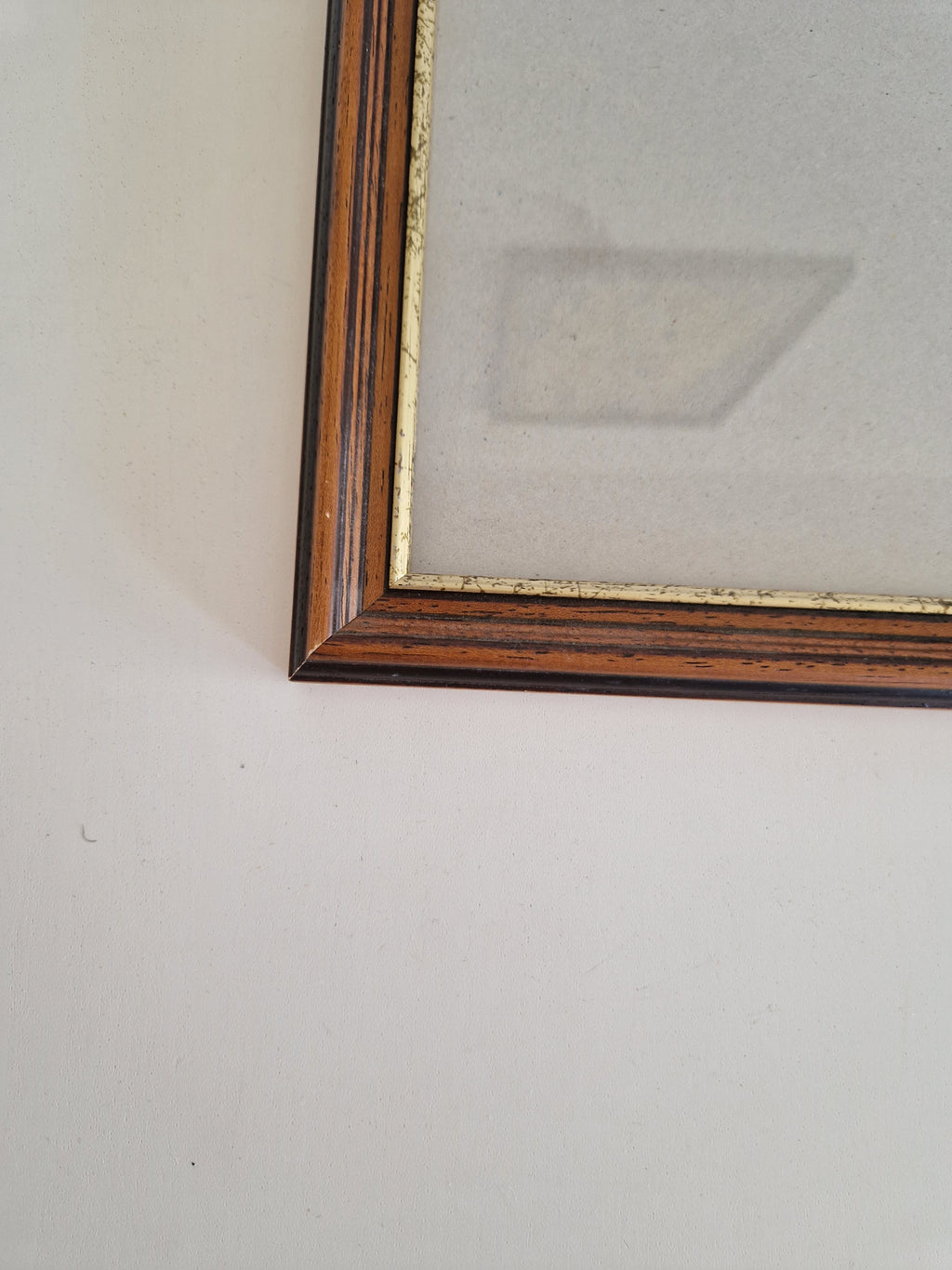 Vintage Striped Wood Veneer Picture Frame 30.5×37 cm with Glass – Portrait, Wall - WhisperTreasuresCo