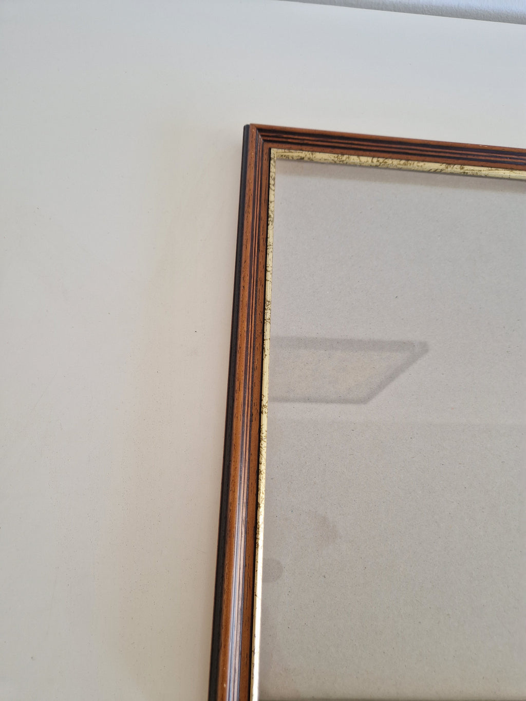 Vintage Striped Wood Veneer Picture Frame 30.5×37 cm with Glass – Portrait, Wall - WhisperTreasuresCo
