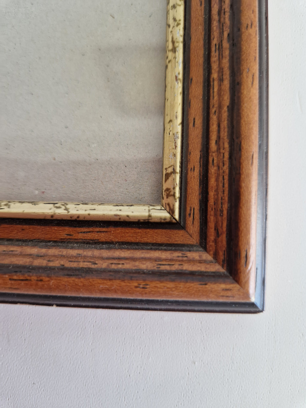Vintage Striped Wood Veneer Picture Frame 30.5×37 cm with Glass – Portrait, Wall - WhisperTreasuresCo