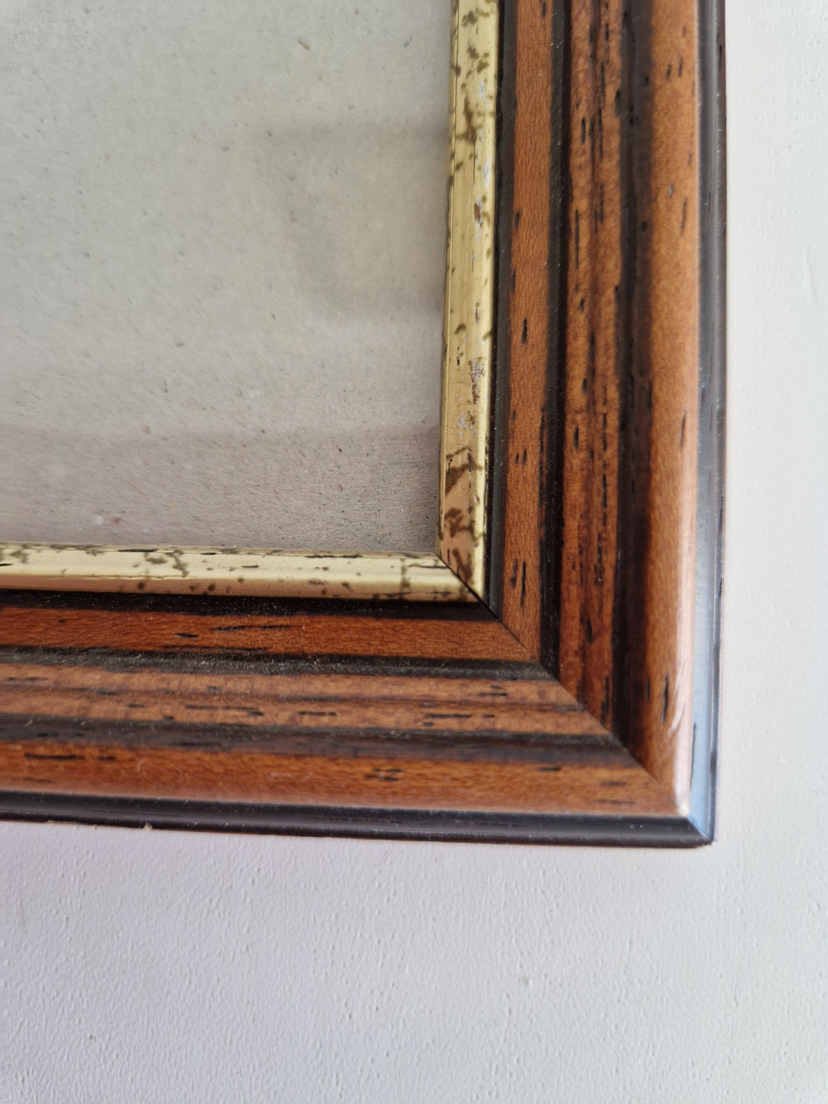 Vintage Striped Wood Veneer Picture Frame 30.5×37 cm with Glass – Portrait, Wall - WhisperTreasuresCo