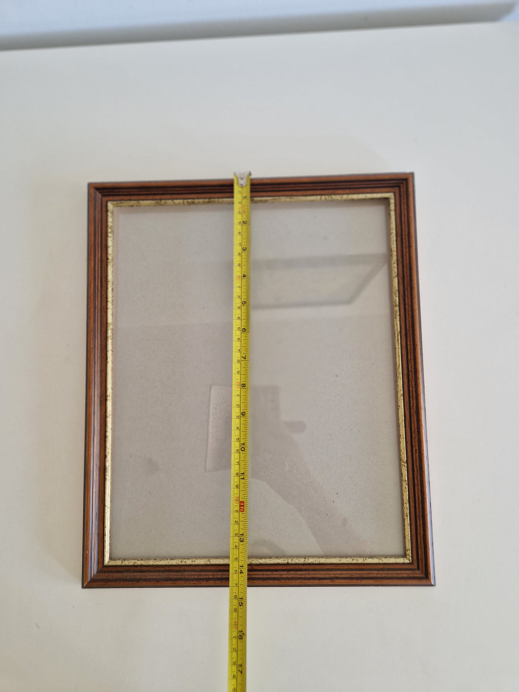 Vintage Striped Wood Veneer Picture Frame 30.5×37 cm with Glass – Portrait, Wall - WhisperTreasuresCo