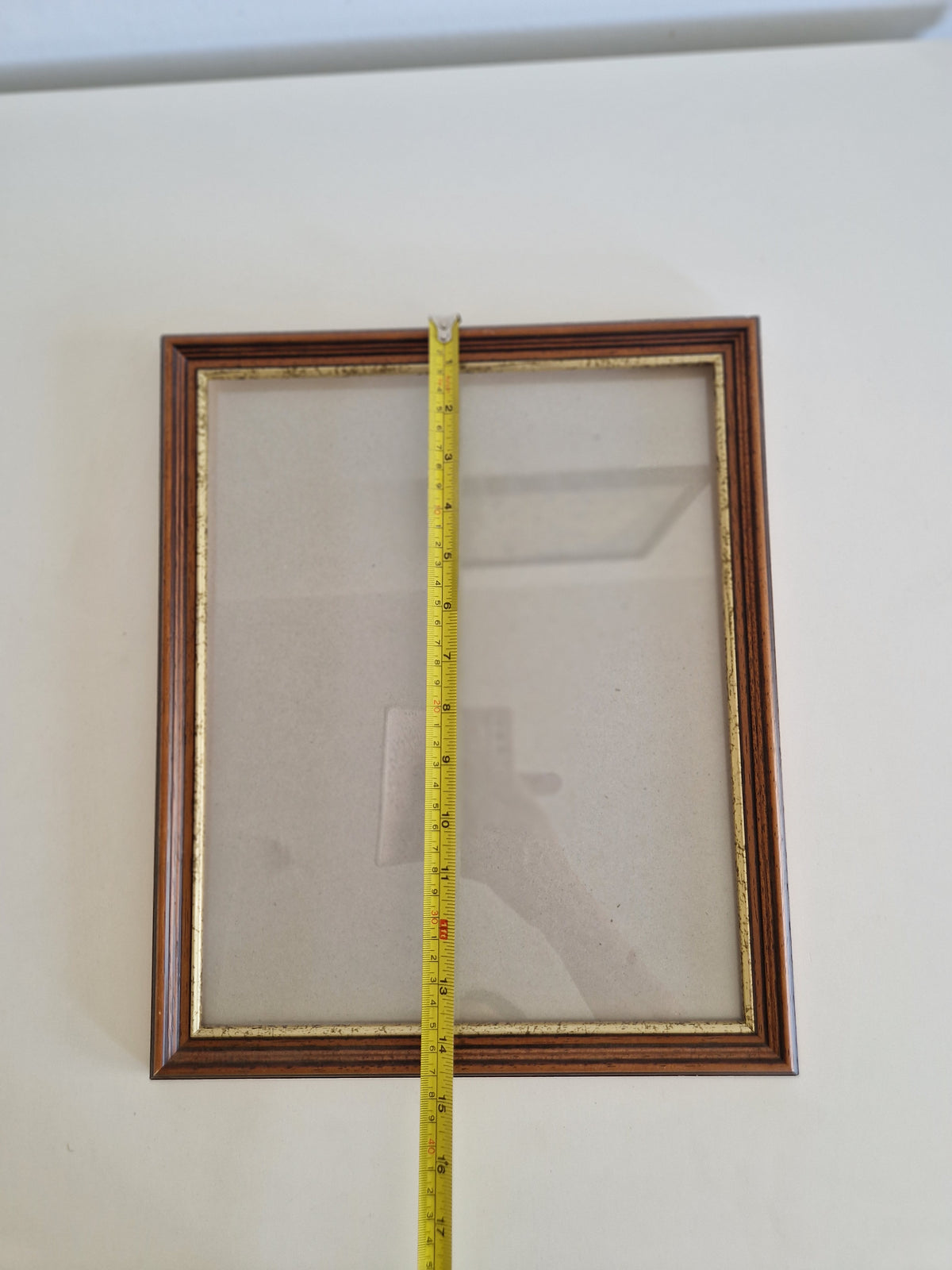 Vintage Striped Wood Veneer Picture Frame 30.5×37 cm with Glass – Portrait, Wall - WhisperTreasuresCo