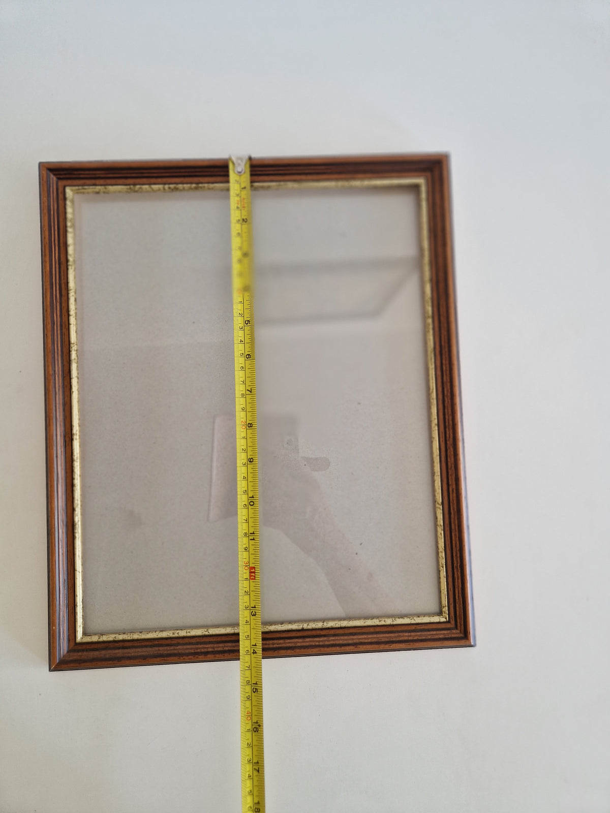 Vintage Striped Wood Veneer Picture Frame 30.5×37 cm with Glass – Portrait, Wall - WhisperTreasuresCo