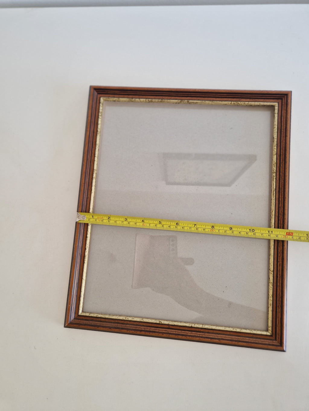 Vintage Striped Wood Veneer Picture Frame 30.5×37 cm with Glass – Portrait, Wall - WhisperTreasuresCo