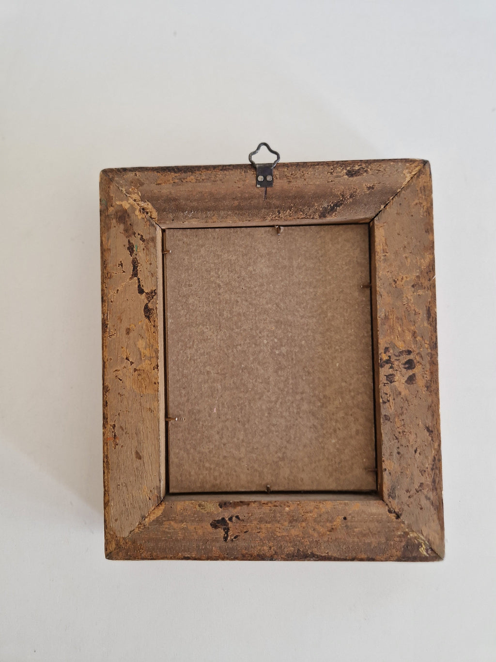 Antique botanical print – reverse showing original oak frame back and period metal hanging hook