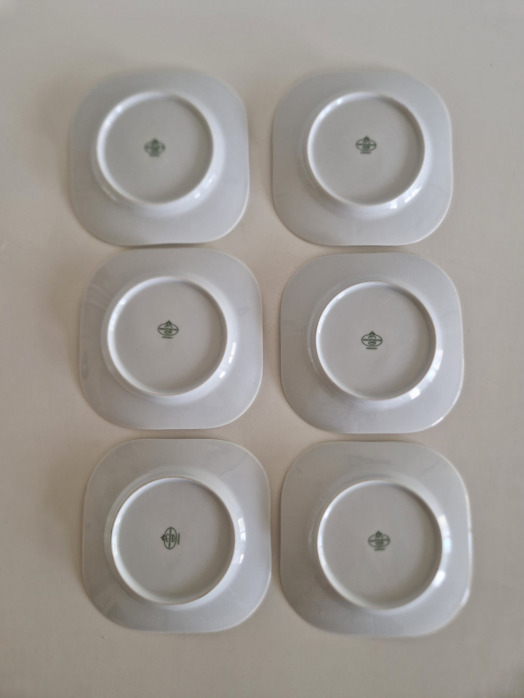 Vintage Porcelain Dessert Set – Tirschenreuth 1838 Germany, 6 Plates & Serving Tray, Floral Motif - WhisperTreasuresCo