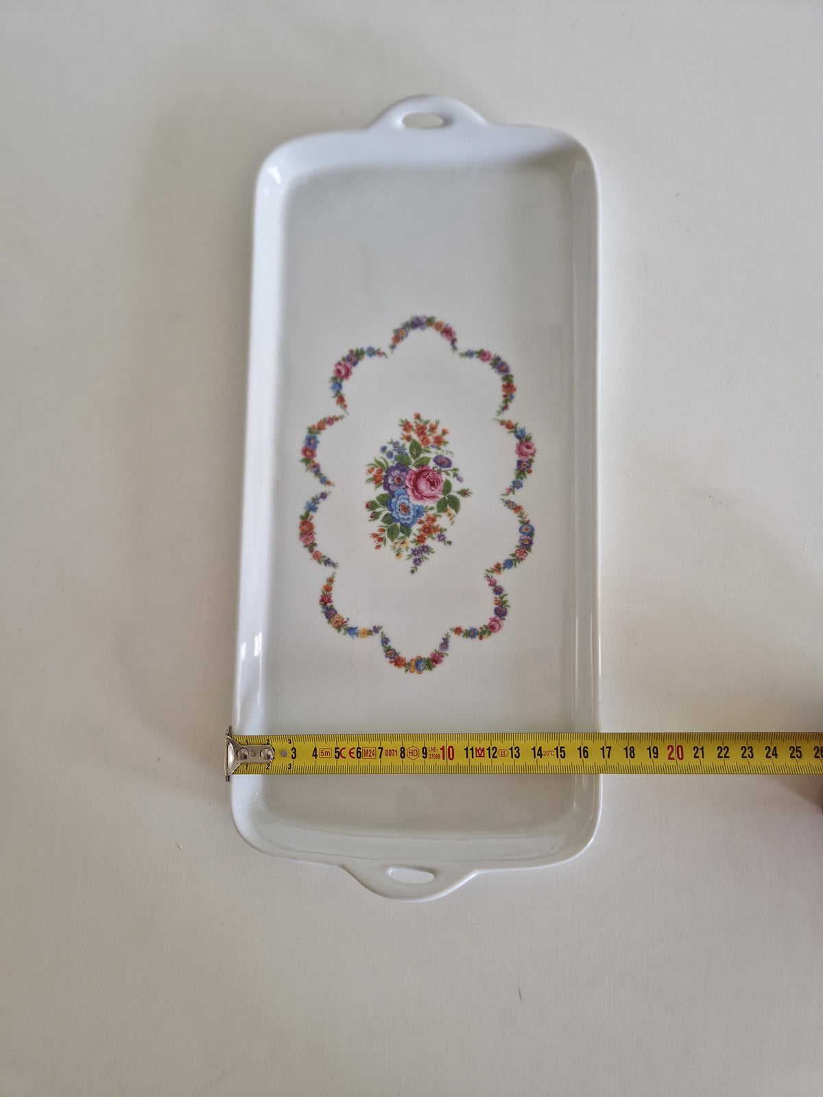Vintage Porcelain Dessert Set – Tirschenreuth 1838 Germany, 6 Plates & Serving Tray, Floral Motif - WhisperTreasuresCo