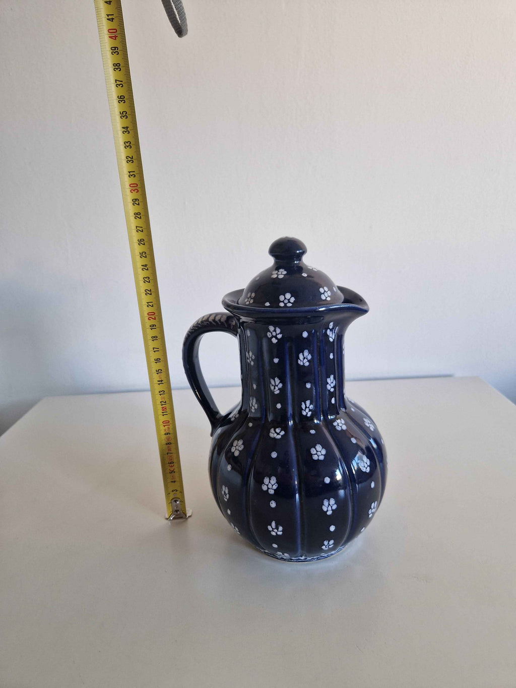 Vintage Gmunden Keramik Jug: Timeless Cobalt Blue Beauty with Lid