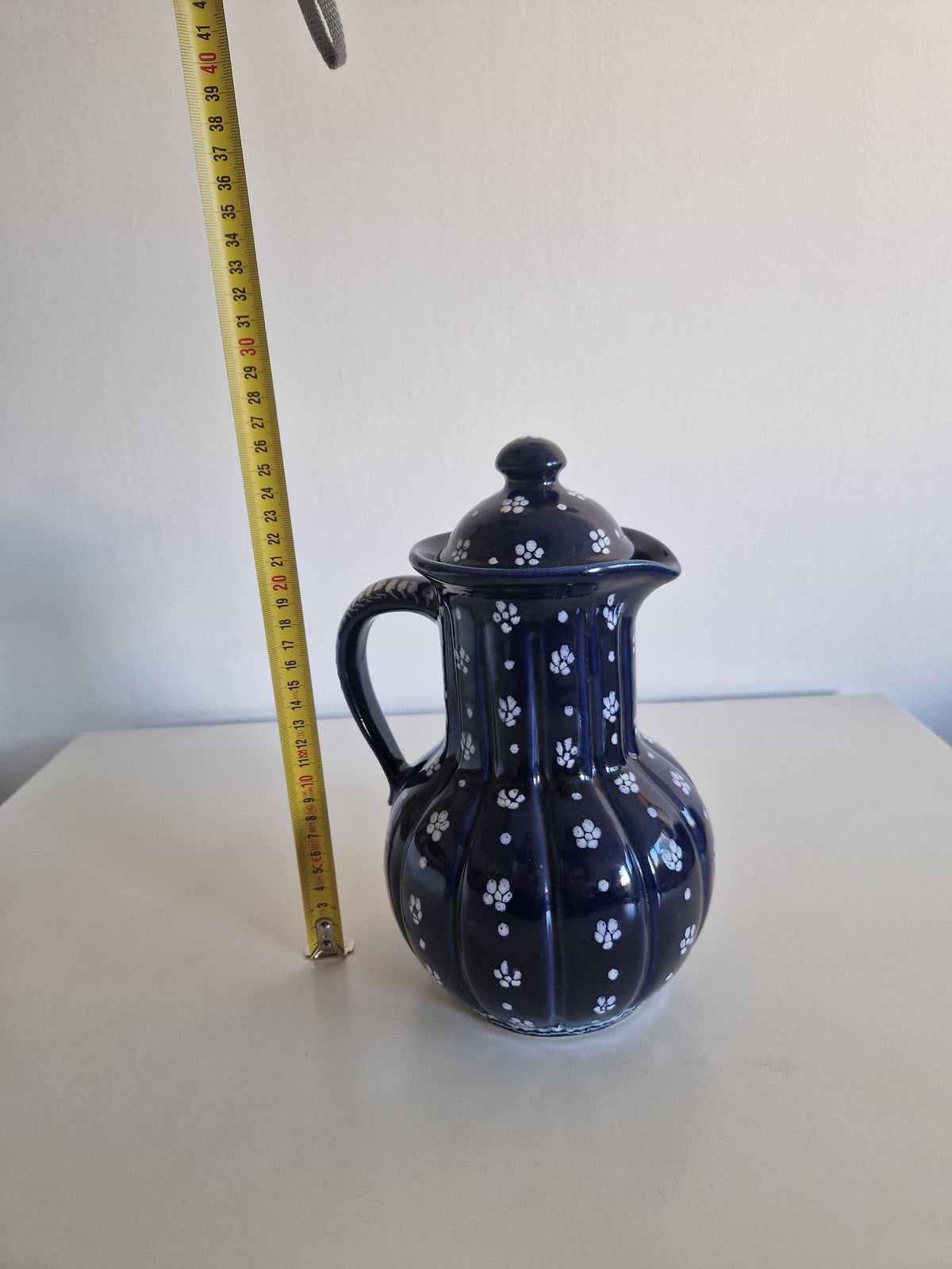 Vintage Gmunden Keramik Jug: Timeless Cobalt Blue Beauty with Lid