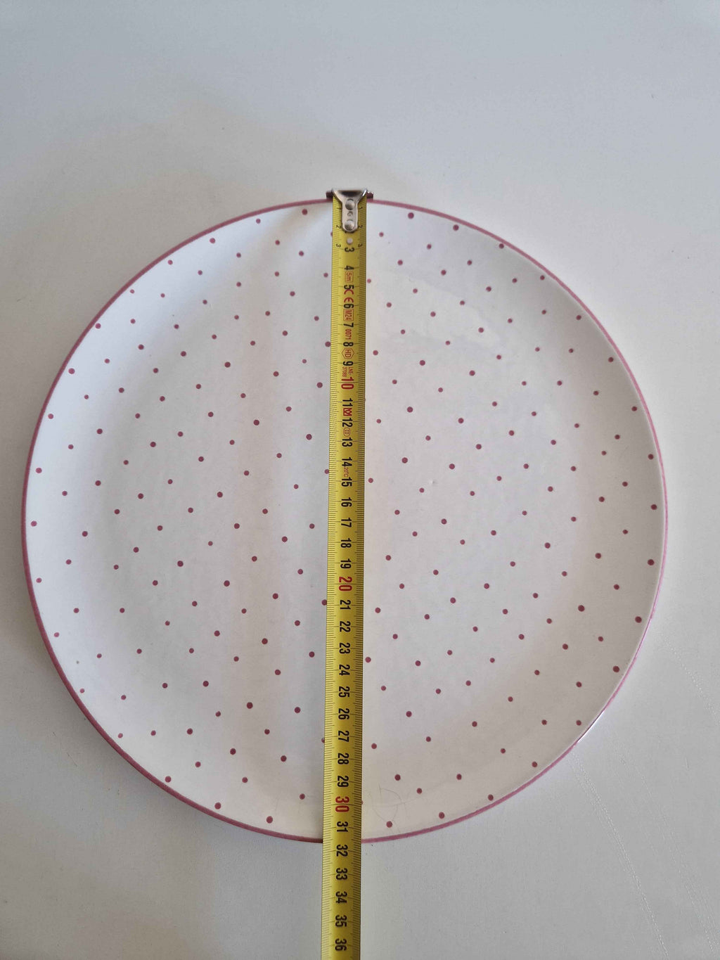 Exclusive Gmunden Keramik Serving Plate - Vintage Burgundy Tupfen Design