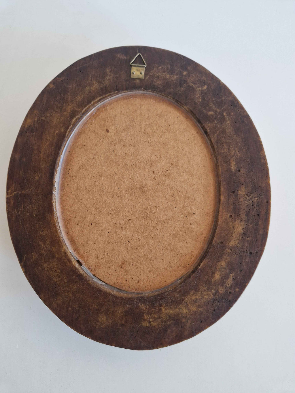 Charming Vintage Oval Wall Mirror with Hand-Carved Wooden Frame and Floral Motif