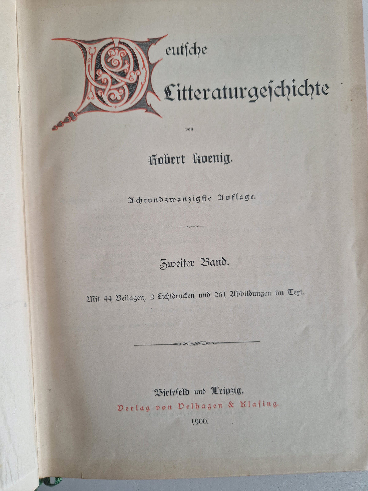 Antique German Literary History Books: The Illustrated 2-Volume Set by Robert Koenig