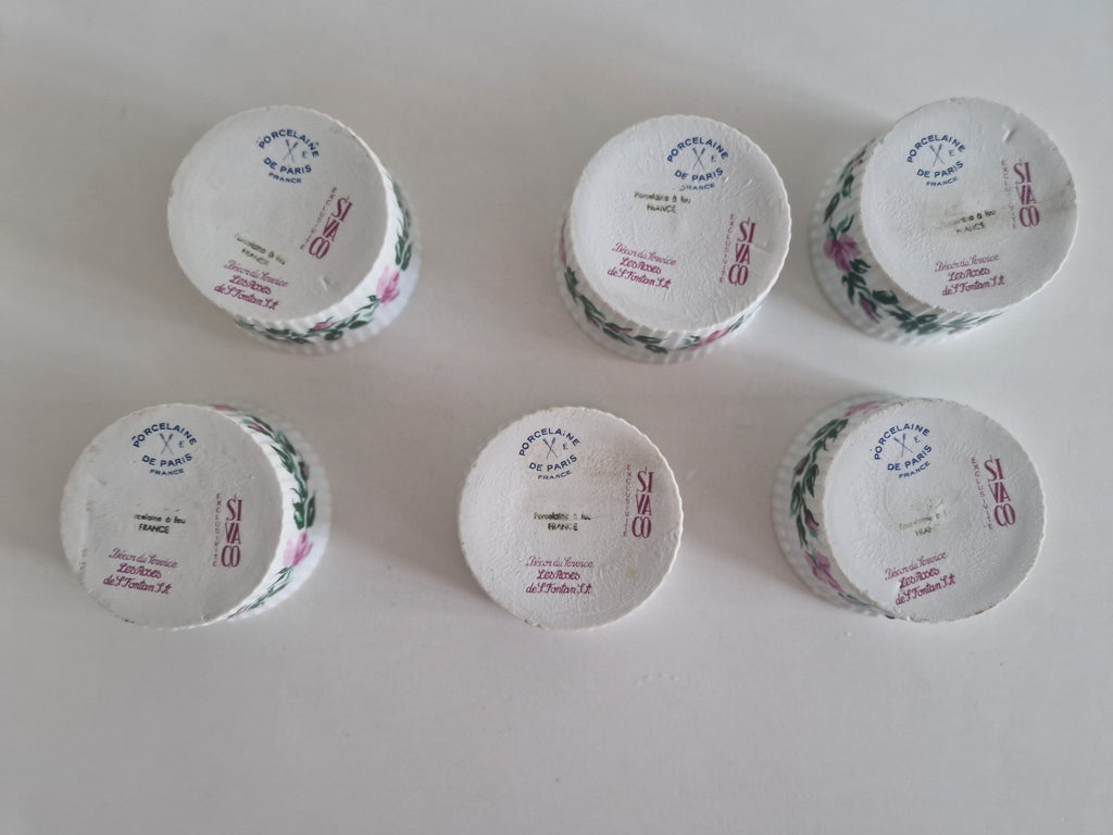 Vintage Porcelaine de Paris Rose Ramekins – Set of 6 French Porcelain Bowls