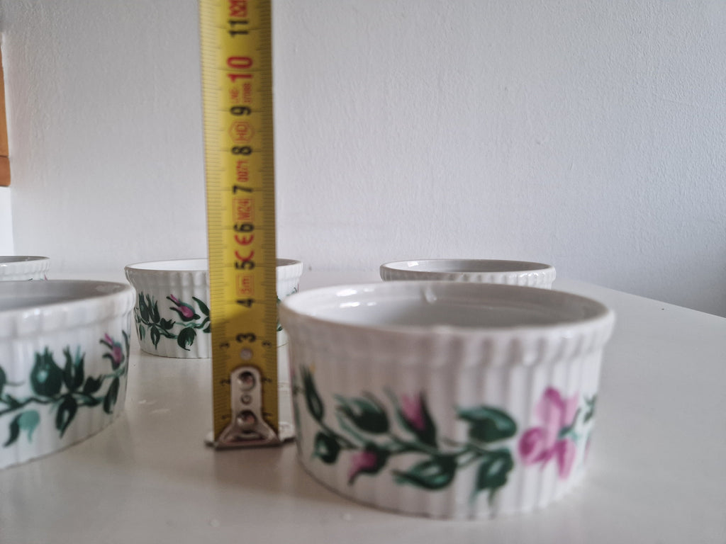Vintage Porcelaine de Paris Rose Ramekins – Set of 6 French Porcelain Bowls