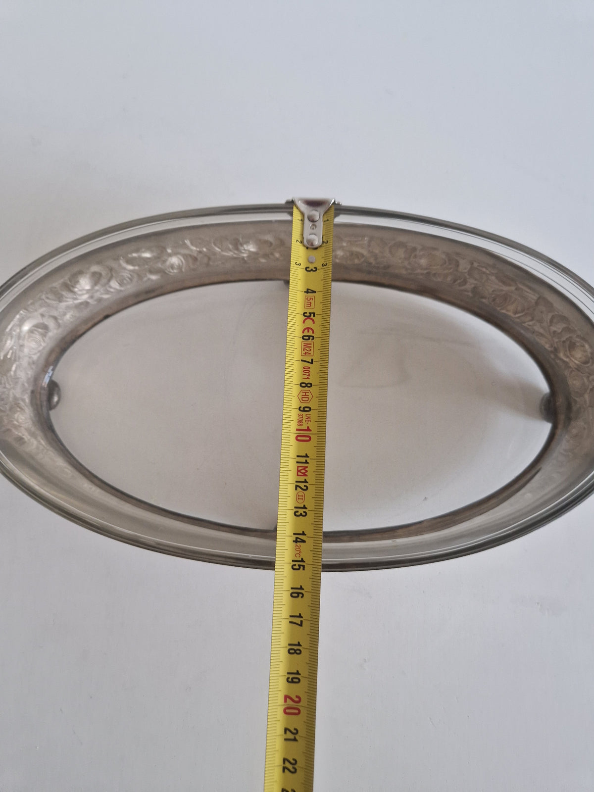 Vintage Silver-Plated Oval Serving Dish with Glass Insert & Rose Decoration