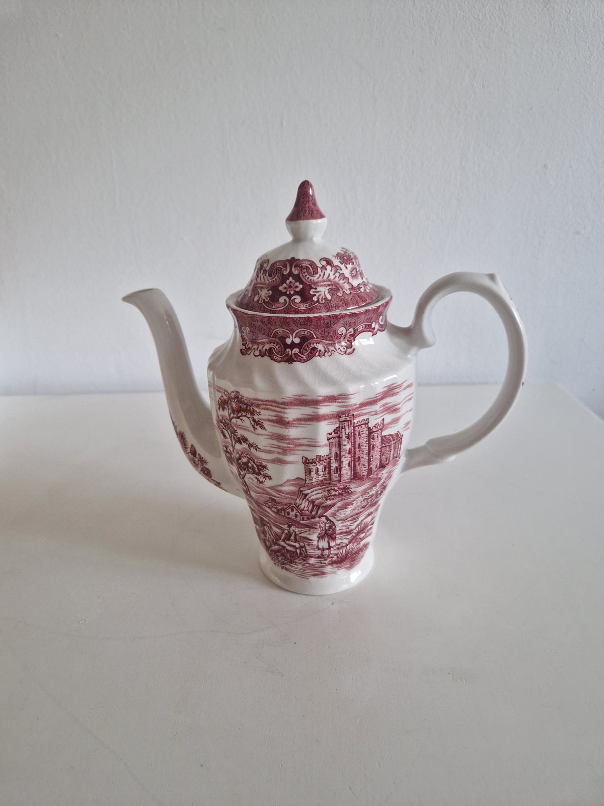 British Anchor Ironstone Coffee Pot | Vintage Burgundy Charm for Your Table