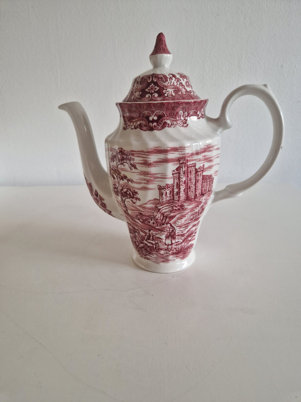 British Anchor Ironstone Coffee Pot | Vintage Burgundy Charm for Your Table