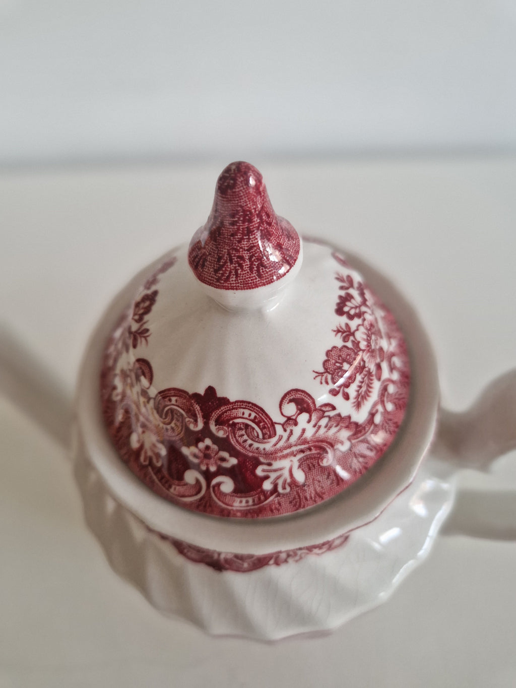 British Anchor Ironstone Coffee Pot | Vintage Burgundy Charm for Your Table