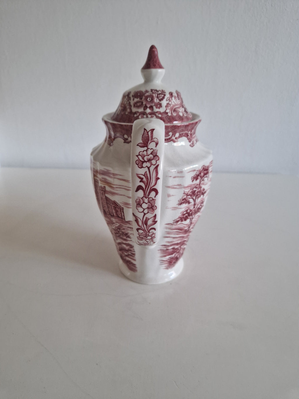 British Anchor Ironstone Coffee Pot | Vintage Burgundy Charm for Your Table