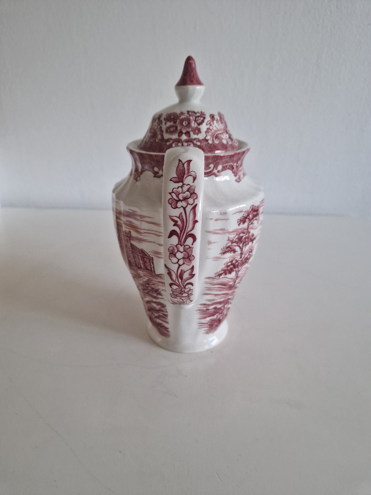 British Anchor Ironstone Coffee Pot | Vintage Burgundy Charm for Your Table