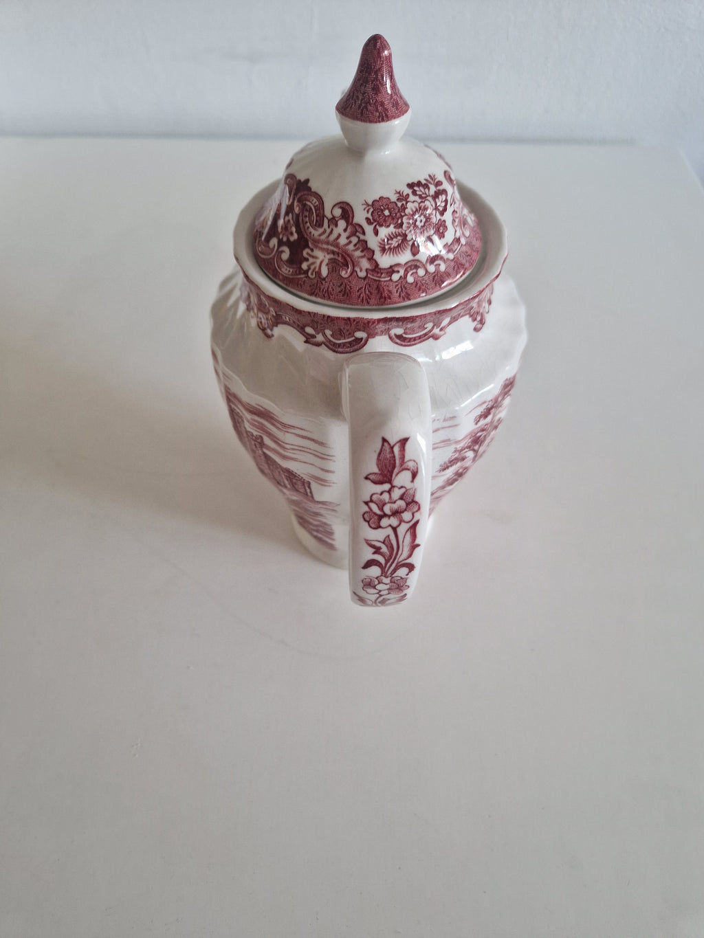 British Anchor Ironstone Coffee Pot | Vintage Burgundy Charm for Your Table