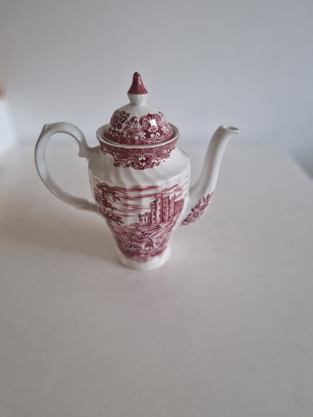 British Anchor Ironstone Coffee Pot | Vintage Burgundy Charm for Your Table