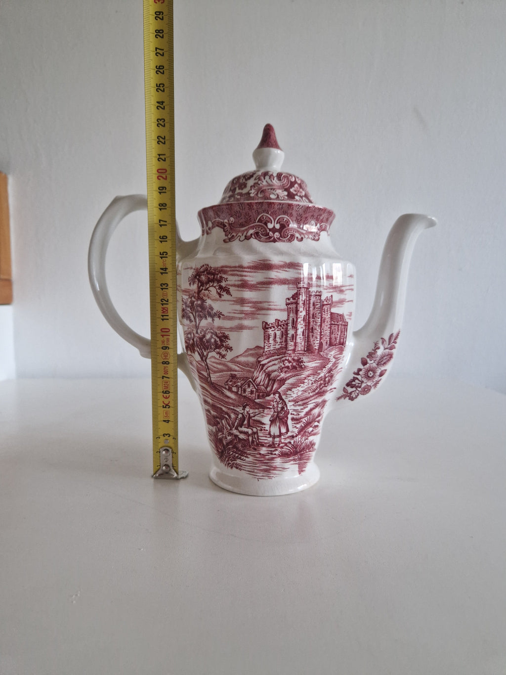 British Anchor Ironstone Coffee Pot | Vintage Burgundy Charm for Your Table