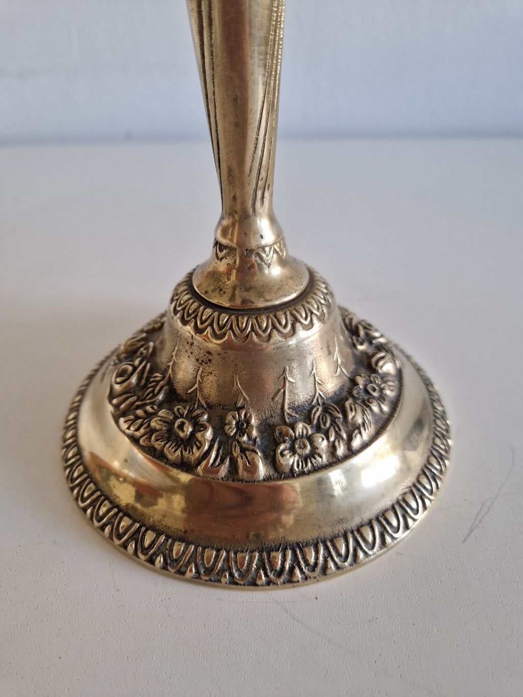 Vintage Brass 9-Arm Candelabra, Ornate Rococo-Style Candle Holder