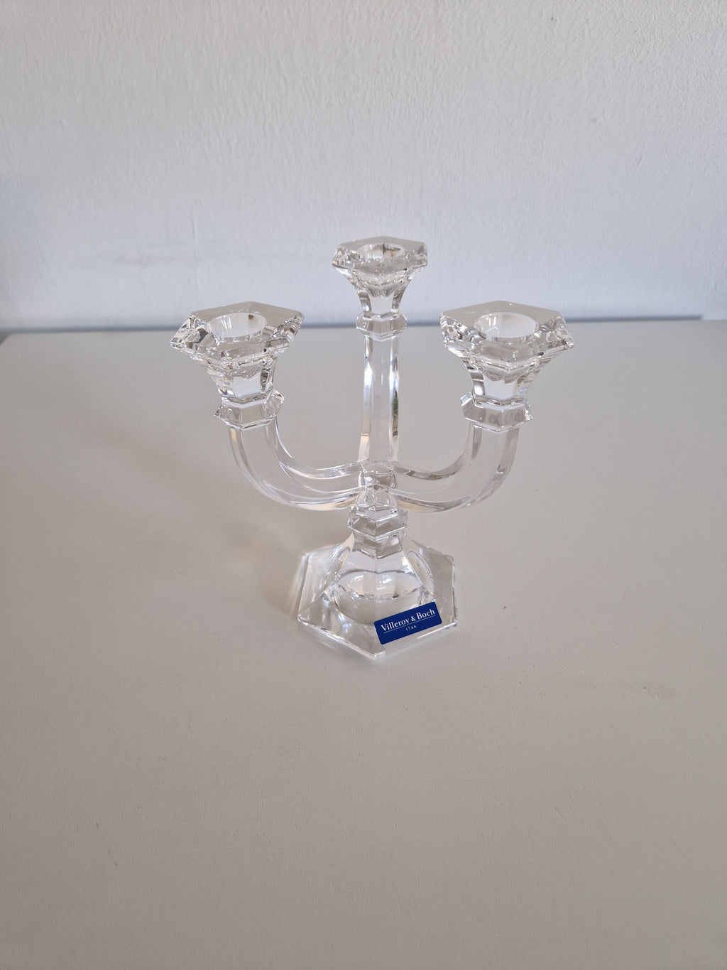 Vintage Villeroy & Boch Mozart Crystal 3-Arm Candelabra