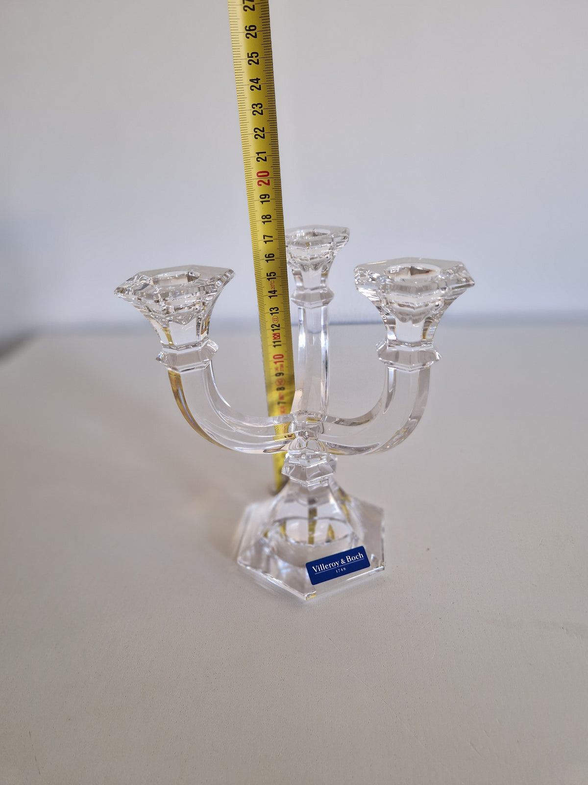 Vintage Villeroy & Boch Mozart Crystal 3-Arm Candelabra