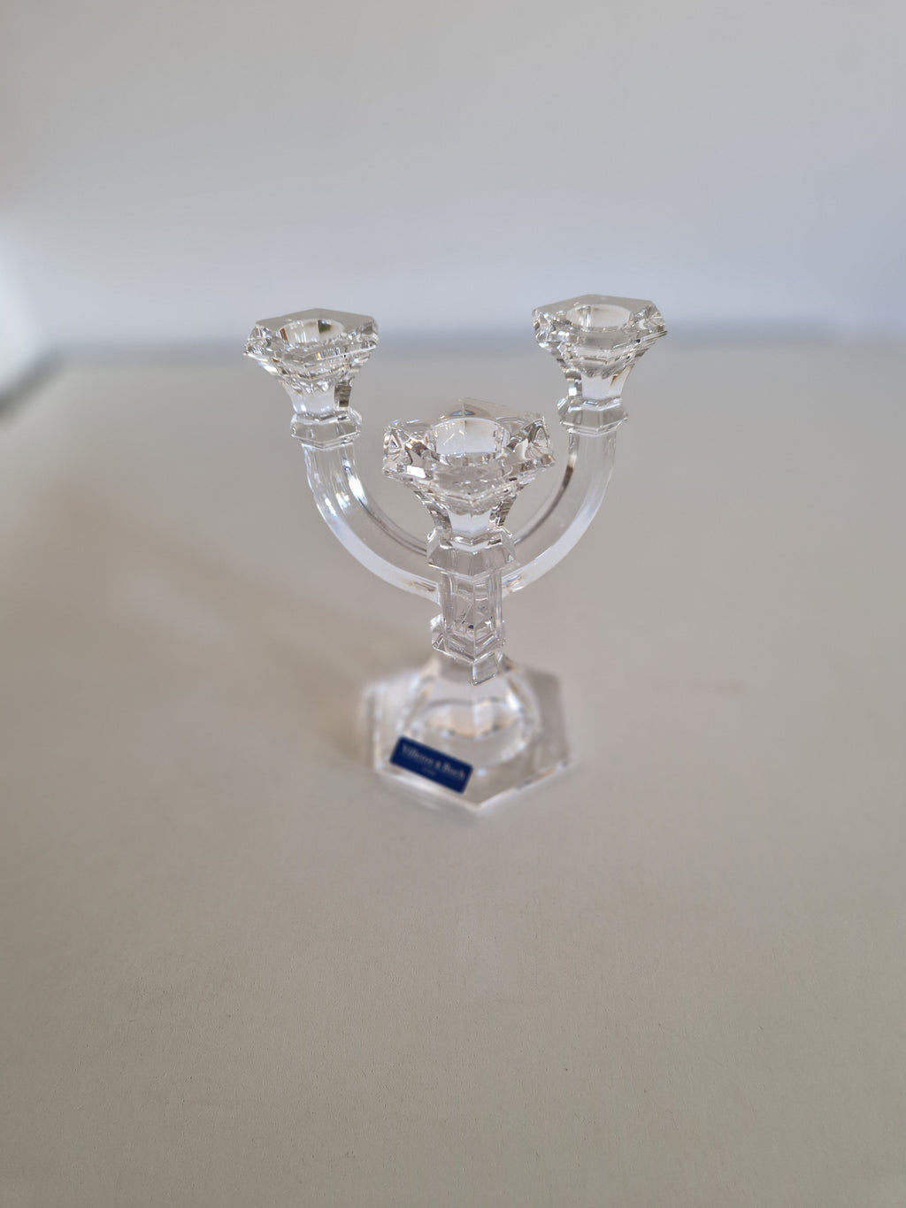 Vintage Villeroy & Boch Mozart Crystal 3-Arm Candelabra