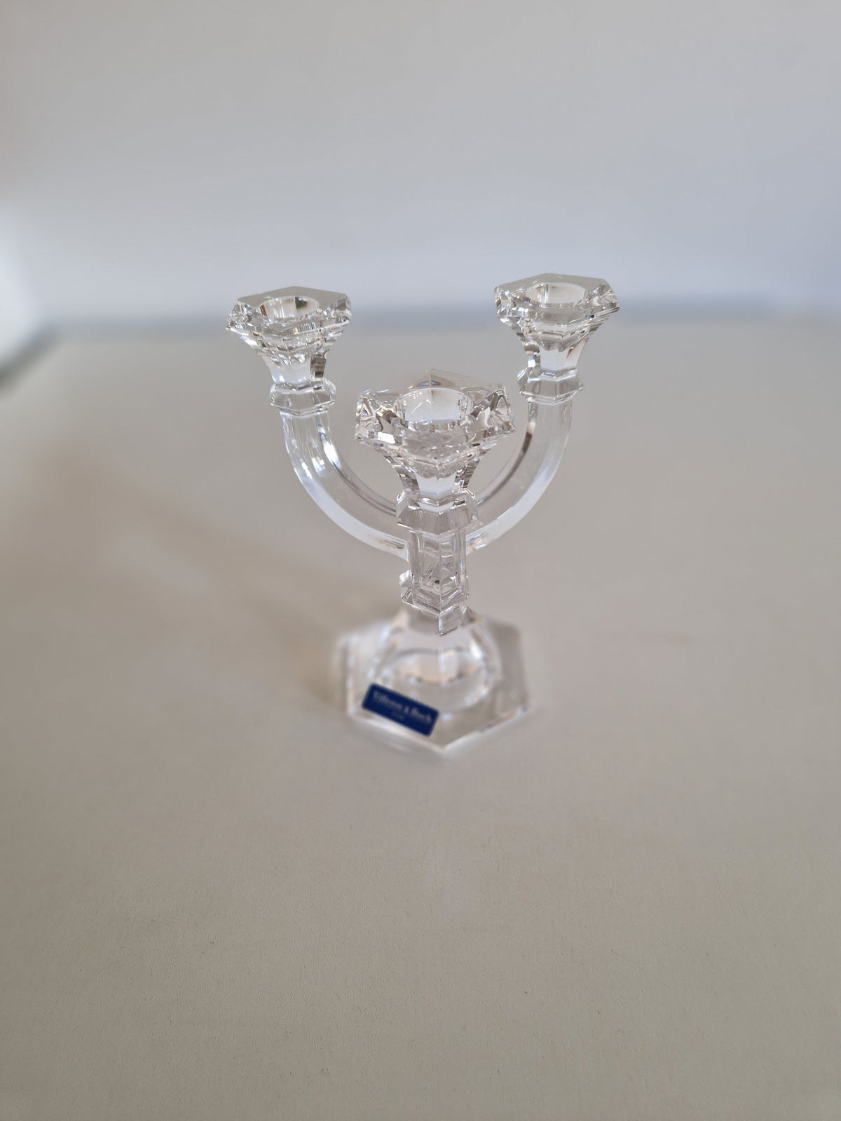 Vintage Villeroy & Boch Mozart Crystal 3-Arm Candelabra