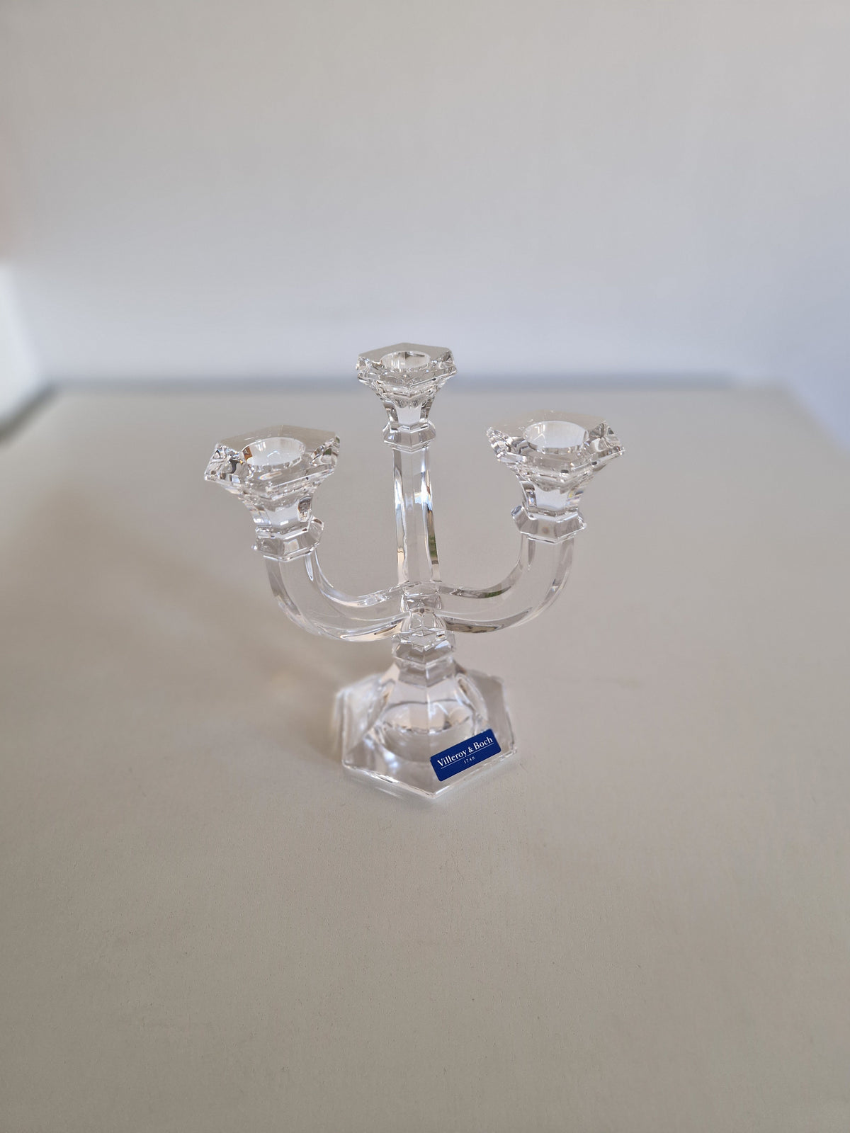 Vintage Villeroy & Boch Mozart Crystal 3-Arm Candelabra