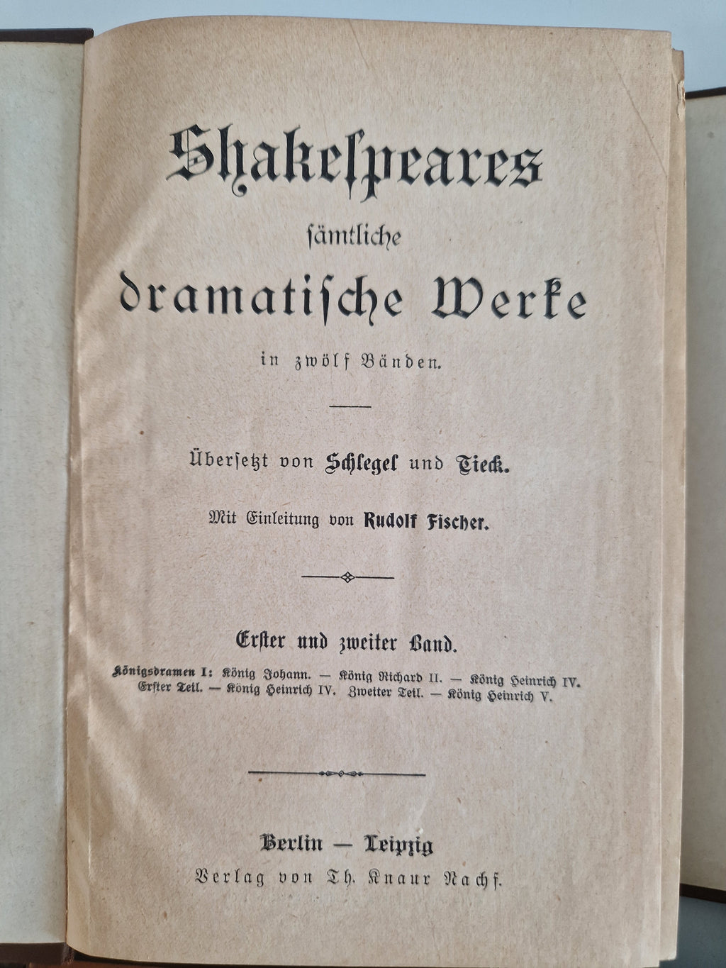 Antique Shakespeare book set – Complete Dramatic Works in German, 12 Volumes in 4 Books, Art Nouveau