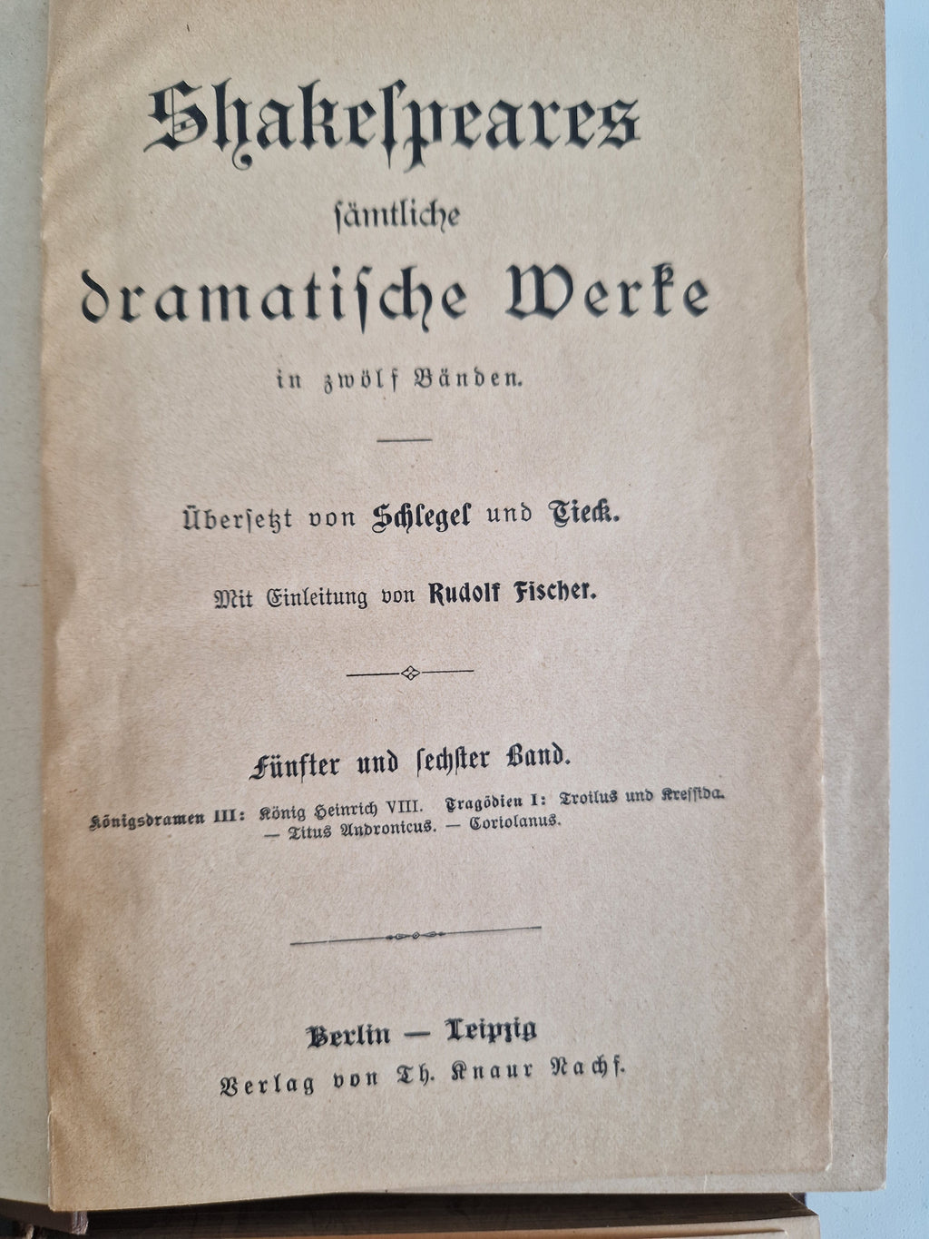 Antique Shakespeare book set – Complete Dramatic Works in German, 12 Volumes in 4 Books, Art Nouveau