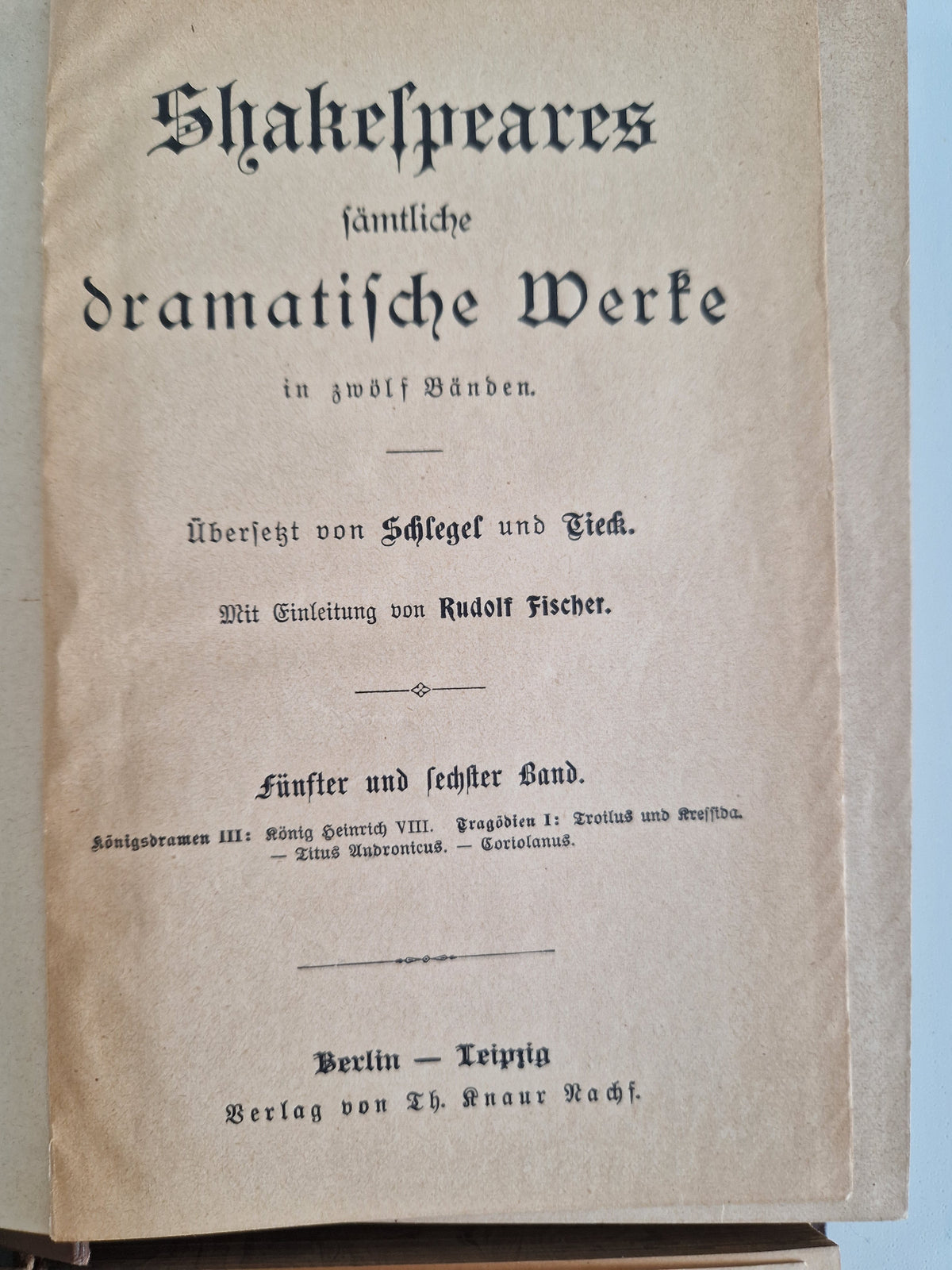 Antique Shakespeare book set – Complete Dramatic Works in German, 12 Volumes in 4 Books, Art Nouveau